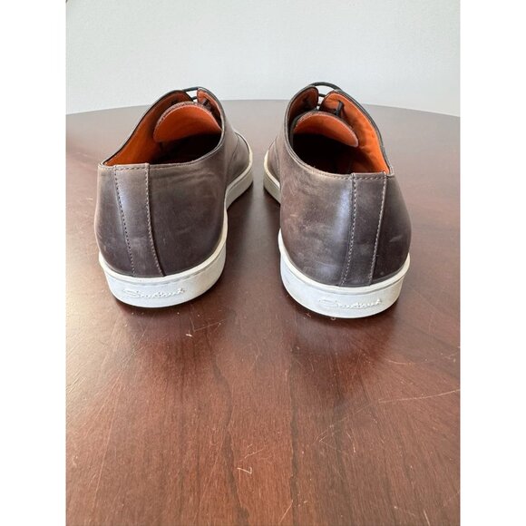 Santoni Durbin Derby Calfskin Leather Sneaker Lace-up Gray Brown Men 10.5